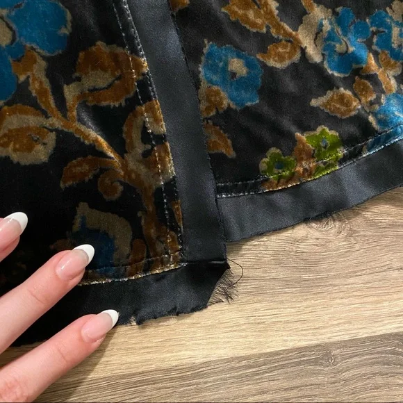 SOLD Free People Silk Velvet Floral Wrap Skirt - Picture 7 of 8